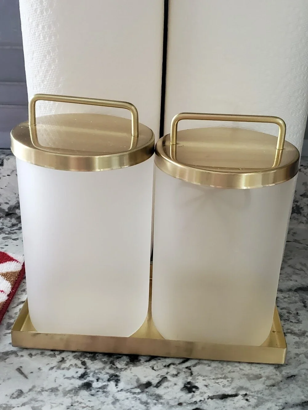 Gold Accent Frosted Glass Canister Set - Home Accents